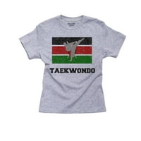 Kenija Olympic - Taekwondo - Zastava - Silhouette Girl Pamučna mladost siva majica