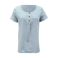 Ženske jednostavne ležerne pune boje Bluze okrugli vrhovi vrata kratki rukav slatka majica