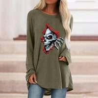 Tking modne žene Halloween grafički tiskani pulover dugih rukava tunika okrugle vrata - l
