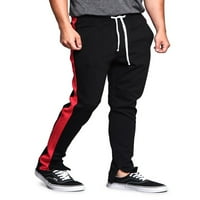 -Style SAD muške hip hop tanke fit staklene hlače - Atletski jogger sa bočnom prugom - crno crveno -