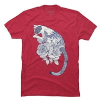 CAT SNAKE Cvijeće Tetovaže Mens Red Heather Graphic Tee - Dizajn ljudi L