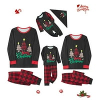 Votuleazi podudaranje božićne pidžame za porodičnu, dugih rukava s pismim stablom otisnutim vrhom s plaičnim donjem rublja