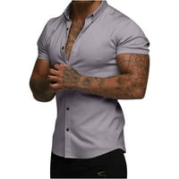 Mašine majice s majice Slim Fit kratki dugi rukav dressy casual Solid Rever Collared majica uredskih radnih bluza