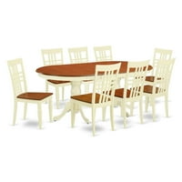 Kuhinjski stol sa stolom i trpezarijskim stolicama - crno-trešnja, broj predmeta: 9, oblik: ovalni,