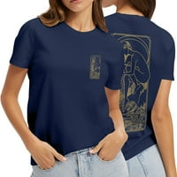 Feternal ženska modna ležerna štampana okrugla vrat kratkih rukava Top bluza ženske majice
