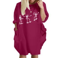 Eleluny Plus Size Veličina Ženska Baggy Midi Majica Haljina za odmor Casual Džepne haljine Claret 4xL