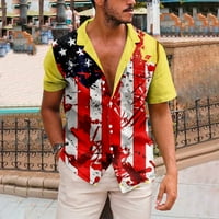 Zakon sada! Himeway zvezde i pruge Tunike Nova američka američka zastava Majica kratkih rukava tiskana muške ležerne plaže Top ljeto žuti XL