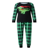 Vijeka božićne pidžame za obitelj podudaranje dugih rukava dinosaurus tiskane vrhove plairanih hlača za spavanje PJS