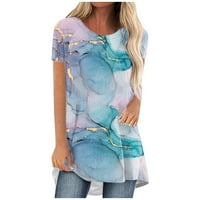 Žene Modne ljetne duge tunike Ležerne vrhove tiskane majice s kratkim rukavima