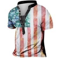 Muški kratki rukav Henley majica Dan neovisnosti Labavi fit casual osnovne teenje vrhove zvijezde Stripes Print Patriotska majica