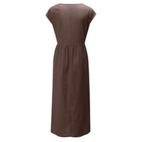 Haljine za žene Ahomtoey ženske modne čvrste rukave bez rukava Retro dugačka haljina rana pristupni