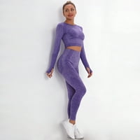 Ženska čista boja -prikovanje sportskih fitnesa koji trči odijelo za jogu visokog struka