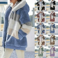 Ženske zimske kapute s kapuljačom s kapuljačom blok patchwork kaputa za svakodnevno druženje za kupovinu