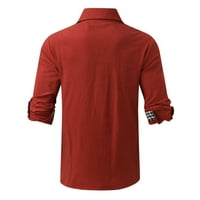 Pgeraug muška majica pamučna posteljina s dugim rukavima hipi plaža ts sa bluzama s gumbom polo majice za muškarce l