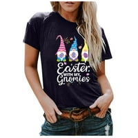 UUBLIK Easter Bunny kostim odrasli ženski modni uskrsni Goblin Print Okrugli vrat Labavi bluza s kratkim