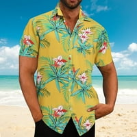 Košulje za muške proljeće Ljeto Ležerne prilike Havajska plaža Tropical Butteup Ispiši majicu kratkih rukava žuta