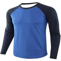 Sanviglor Muška vrhova kontrastna boja majica Crew Crt The majice Lagana osnovna tee dnevno habanje pulover nebo plavo 2xl