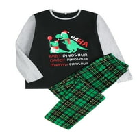 MubIneo božićne pidžame za obitelj, dugi rukav dinosaur pismo tiskane vrhove + plaćene hlače