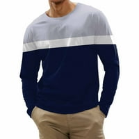 Košulje za muškarce Modni povremeni sportski prugasti šivanje digitalnog tiska Okrugli vrat dugih rukava majica za muškarce