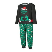 Božićna porodica Pajamas Podudarni set Crtani ELF Ispis vrhova dugih rukava i hlače Looungewear Mekana