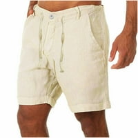 IOPQO muške casual kratke hlače modne muškarče pamučne posteljine casual pantalone gumbi trake pojačanih