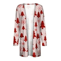 Sdjma Fashion Woght Božićni ispis Kardigan dugih rukava Jesen kaput bluza