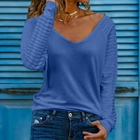 Akiigool ženski vrhovi dugih rukava ženska boja blok dugih rukava tunike na vrhu majica casual crew majica labava bluza