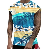 Muške majice Havajski varorski tisak Okrugli vrat bez rukava bez rukava