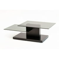 Benjara CID Moderna stola za kavu, Tier Glassps, pijedestal, crni