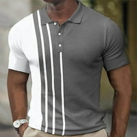 Muška košulja Muške majice kratkih rukava Golf Majica Solid Color Contrast na otvorenom Ležerne modne tipke Polos Ležerne prilike Slim Fit Majica Sivi 3xl