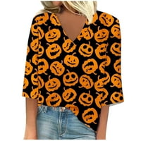 Kuglice za žensku košulju Ballsfhk Casual Labave košulje rukavice Halloween Print V Vrući za izrez Print