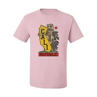 Divlji Bobby, Cali Kalifornijski medvjed drži državnu pop kulturu Muška grafička majica, svijetlo ružičasta, velika