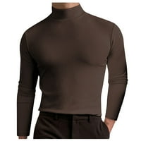 Muškarci dugih rukava zadebljana toplinska majica Majica za majicu s visokim ovratnikom kafa XL