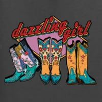 Divlji Bobby Dazzling Girl Western Print Cowgirl Boots Vintage slova Pop kultura Unise Dukserica, drveni ugljen, XX-Large