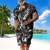 SkPabo Hawaiian odijelo za muškarce, muškarci odjeća za ljetne moderne casual havajske majice Grafičke majice kratke hlače postavljeno plaže