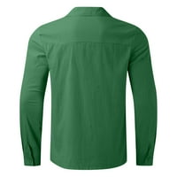 Havajska majica za muškarce Smiješno ljeto pamučno posteljina od pune casual veliki i visoki labavi ovratnik majice s dugim rukavima za muškarce modni casual zeleni m
