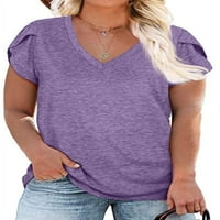 Žene plus veličine vrhovi V izrez T košulje Casual Loose Petal rukava