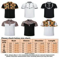 Glookwis Muški kratki rukav Slim Fit T majice Moda Ležerna Tee Afrika Print Geometrijski vrhovi Tunic