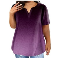 Feternal Fashion Plus size Ženski casual kratkih rukava okrugli gradijentna majica sa džepovima sa džepovima