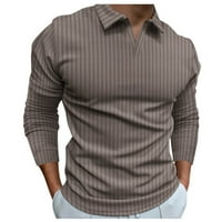 Polo majice za muškarce muške casuse jesenski prugasti tkanic majica V izrez isključuju navlake na dugim