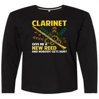 Inktastična klarineta smiješna trska šala klarinetičar, majica s dugim rukavima