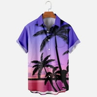 Ljetni vrhovi Muška ljetna moda Havajski stil kratkih rukava majice za majice za muškarce, ljubičaste,