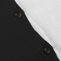 Puntoco ljetni top za žensko dugme za patchwork bluzu kratkih rukava majica ljetnih vrhova crna 10