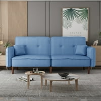Futon kauč na razvlačenje sa punom drvenom nogom plavom bojom