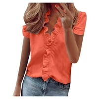 Savršeno nesavršena košulja Vrh Ispis Ljeto Ženska ruffle rukava V-izrez Majica s punom dugim rukavom ljetna majica