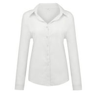 Ženska pamučna posteljina pamučna majica Dame Ležerne prilike Ležerne prilike dugih rukava Radni poslovni bluza