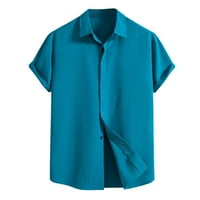 Muška košulja Grafički smiješni novi labav puni gumb Kratki rukav pamuk muški majice Ležerne prilike Sky Blue XXXL