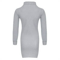 Turtleneck s dugim rukavima Čvrsta ležerna tanka siva ženska džemper haljina za zimsku veličinu l