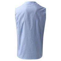 Muški bijeli rezervoar Vrhunske proljeće ljetna casual majica bez rukava sa džepovima Majica, veličina plava