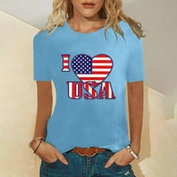 Ženska majica kratkih rukava 4. srpnja Košulje Američka zastava Štampani patriotski tee ljeti casual tops Thirs